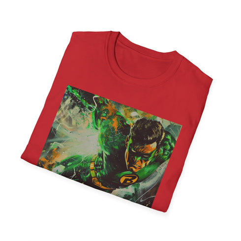 Charcoal Green Lantern T-shirt featuring vibrant superhero painting soft cotton crew neck