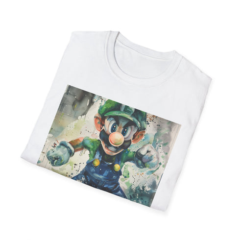Vibrant charcoal Luigi-themed cotton T-shirt with playful design regular fit