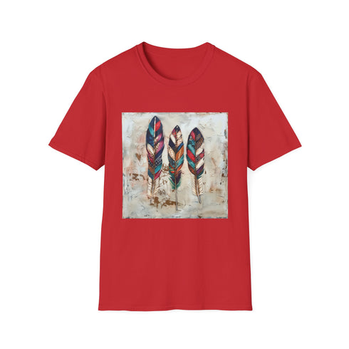 Bohemian feather charcoal t-shirt, celebrates freedom & self-expression.