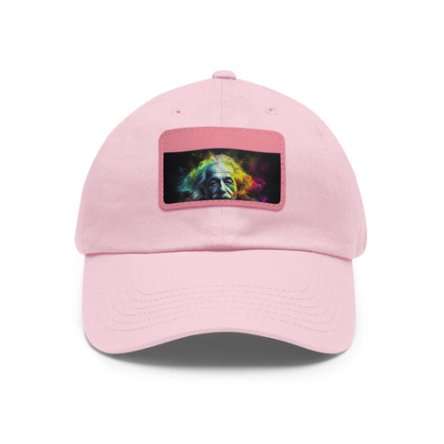 Genius Vision Neon Baseball Cap in White with Light Brown Rectangle Patch
