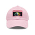 Neon baseball cap with Einstein watercolor portrait on white patch.