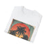 Retro palm tree sunset graphic tee in charcoal with summer vibe.