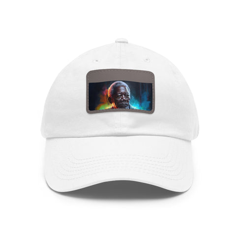 Neon Dreams Cap in White with Light Brown Patch - Unisex Vegan Hat