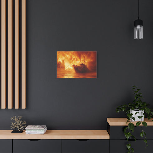 Frozen Ship Adrift in Firestorm — Canvas Wall Art — Product Detail View 5
