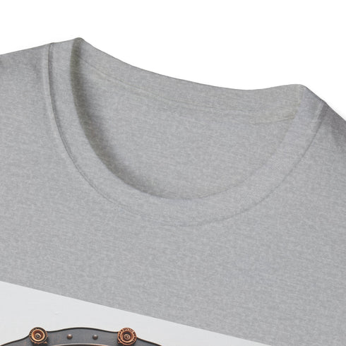 Charcoal steampunk T-shirt with intricate clockwork gears and soft breathable cotton