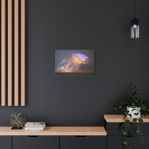 Jellyfish with Fiber Optic Tentacles Stretched Canvas Wall Art