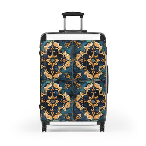 Small black Artisan Tile Wanderlust travel bag with unique pattern.