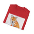 Geometric fox portrait on soft charcoal cotton crew neck t-shirt