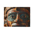 Ancient Mask Radiating Cosmic Energy Plush Fleece Throw Blanket