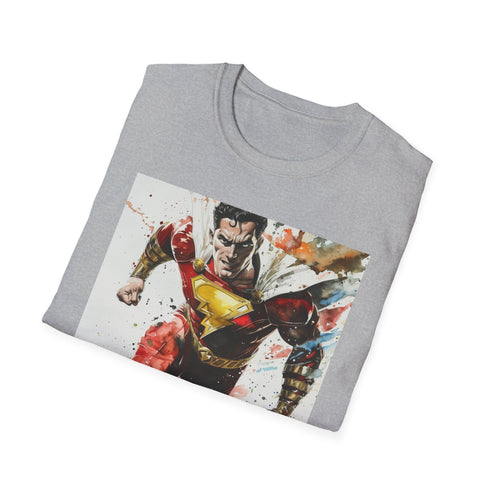 Shazam! Superhero Charcoal Crew Neck T-Shirt, Lightning Design, Regular Fit.