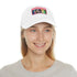 Neon watercolor cotton baseball cap with light brown rectangle patch.