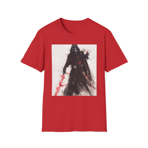 Charcoal cotton T-shirt with Kylo Ren illustration conveys dark side allure