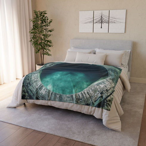 Stargate Opening Beneath Ocean Floor Plush Fleece Throw Blanket