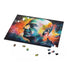 Colorful neon watercolor puzzle featuring Jeff Bezos, perfect for Amazon fans.