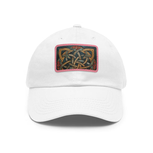 Eternal Elegance Celtic Knot White Hat with Light Brown patch.