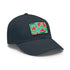 Watermelon print Hawaiian cap with light brown patch.