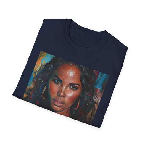 Alicia Keys portrait tee in charcoal, crew neck, DTG graphic print.