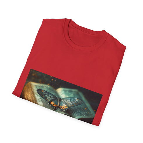 Celestial Luna Moth & Ancient Tome Graphic Unisex Softstyle T-Shirt - View 8 | Prints With Passion