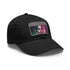 Neon watercolor charm baseball cap with white/light brown patch.