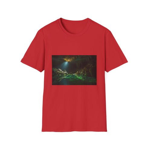 Charcoal crew neck cotton t-shirt, Subterranean Tapestry design, size small.