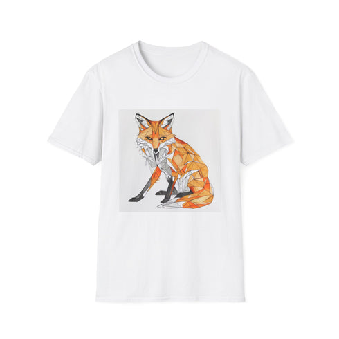 Charcoal geometric fox T-shirt in soft cotton showcasing angular modern design