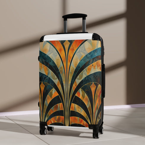 Abstract Art Deco Patterns Black Suitcase - Small, Captivating, Statement Luggage.