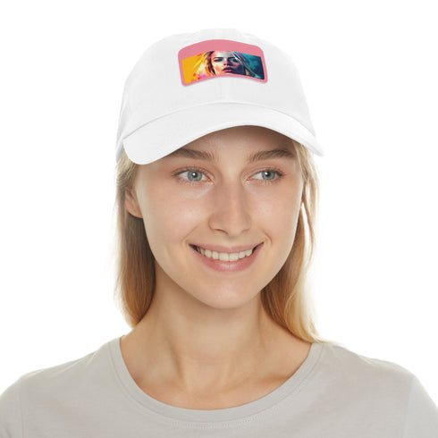 Neon colored cap with light brown patch, perfect for any outfit.