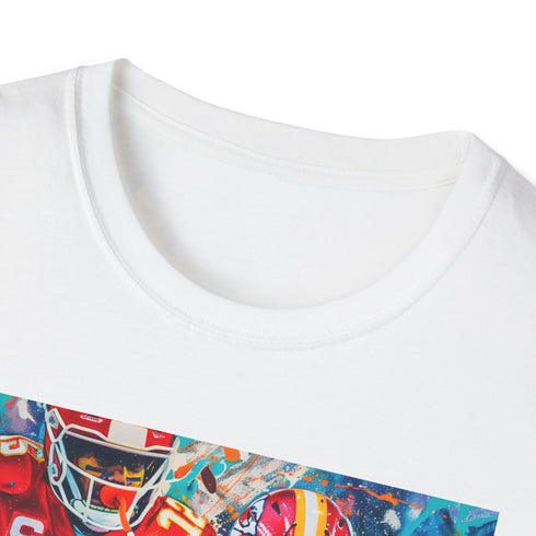 Charcoal cotton T-shirt with vibrant Chiefs victory Super Bowl painting