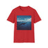 Minimalist whale design charcoal t-shirt for men and women, ocean voyage aesthetic.