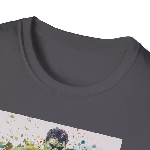 Charcoal cotton crew neck T-shirt with iconic Hulk graphic design