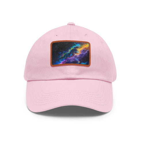 Neon galaxy snapback cap with vibrant space-inspired design.