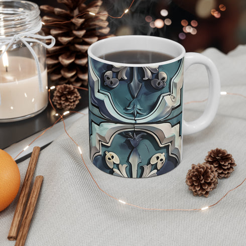 Artisan tiles pattern coffee mug, 11 oz ceramic sublimation design.