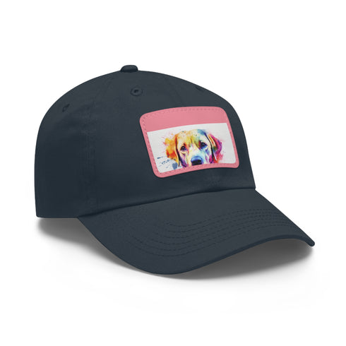 Lovable Lab Cap in white with light brown patch - unisex.