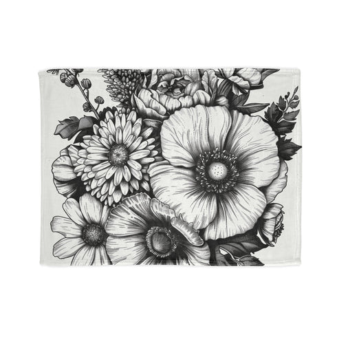 Blooming Meadow Blanket with Hand-Drawn Flower Design in 30” x 40”
