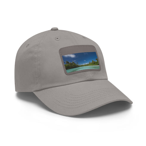 Aitutaki Paradise Cap in White with Light Brown Patch, Rectangle Shape