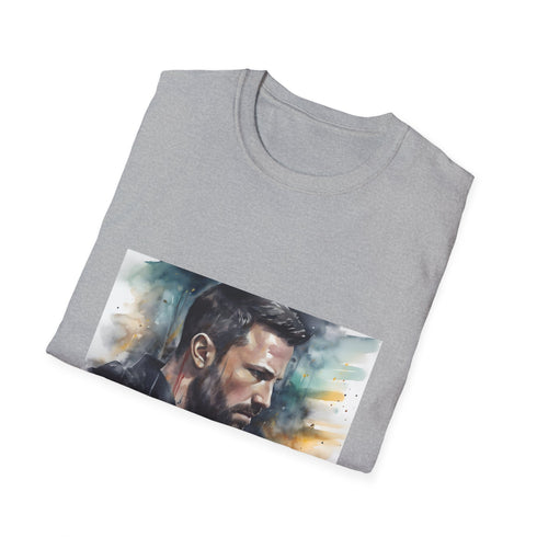 Watercolor charcoal T-shirt with Batman graphic crew neck cotton regular fit