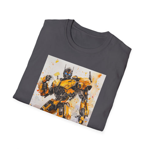 Charcoal cotton T-shirt with dynamic iconic Bumblebee Transformer design