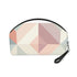 Chic geometric pastel makeup bag with trendy pattern and zipper.