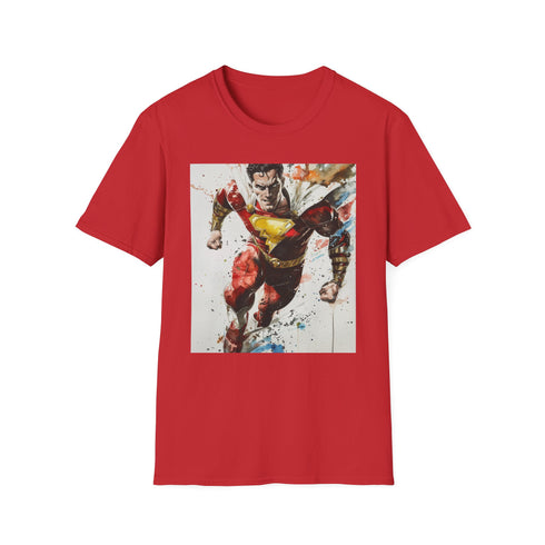 Charcoal Shazam T-shirt: Lightning-charged superhero design, stylish cotton tee.