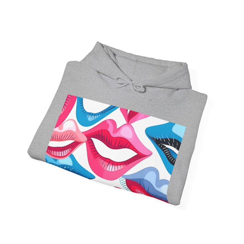 Jonathan Adler lips pattern navy hoodie, unisex S size for ultimate comfort.