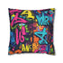 Neon Graffiti Pillow Case - Vibrant urban design in bright neon colors, perfect for adding a pop of style to your bedroom decor