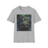 Charcoal cotton T-shirt with vivid crocodile painting and crew neck design