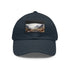 Highland adventure baseball cap with Scottish landscape design in white.