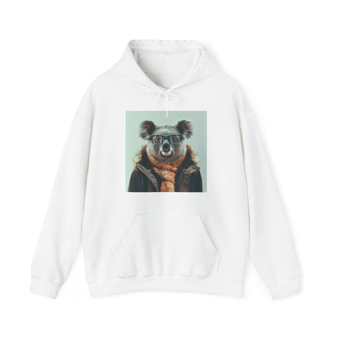 Navy Wise Hipster Koala Hoodie for Men and Women's DTG Fashion.