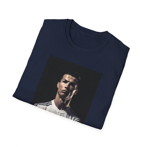 Charcoal cotton tee showcasing Cristiano Ronaldo's dynamic action graphic