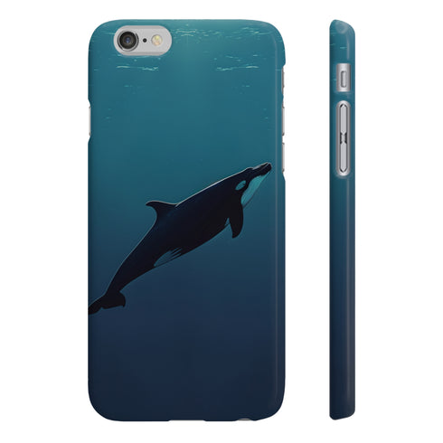 Deep dive into the ocean with glossy whale phone case.