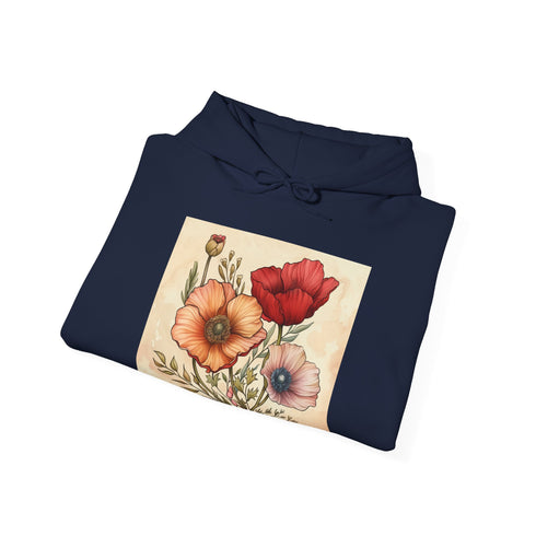 Wildflower Whisper Navy Floral Hoodie Regular Fit Unisex S.