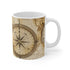 Vintage maps coffee mug, 11 oz ceramic, perfect for adventurers.