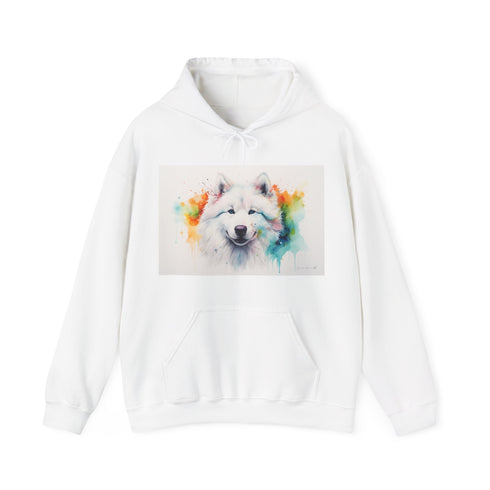 Smiling Samoyed Watercolor Hoodie in Navy - Regular fit, Unisex