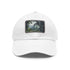 White rectangle cotton hat with Congo Rainforest Watercolor patch.